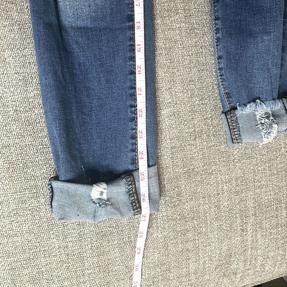 Amazon Brand High Rise Stretch Heavy Distress Skinny Jeans Medium Blue W… - Picture 9 of 12
